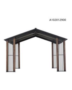 SummerCove Black 11 ft. x 13 ft. Cedar Framed Gazebo with Steel Roof and Corner Fence Structures