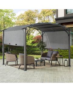 Sunjoy Patio Pergola, Outdoor Retractable Pergola with Adjustable Canopy and Natural Woodgrain Metal Posts