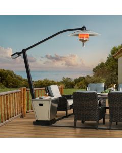 Sunjoy Outdoor Patio 45,000 BTU Black Steel Portable Offset Propane Gas Heater with Wheels for Commercial & Residential Use