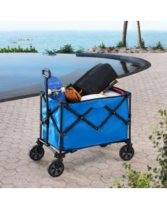 Sunjoy Collapsible Folding Wagon Cart with 255L Oversized Capacity and Big Wheels