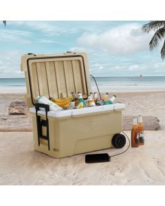 Sunjoy 60-Quart Insulated Beach Ice Chest Solar Cooler with Wheels and Handles