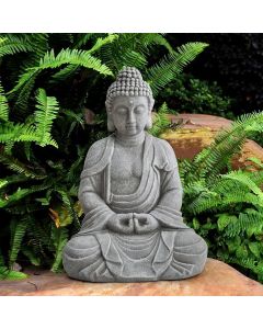 Sunjoy Buddha Statue 20 in. Large Sized?Buddha Garden Statue Gray Decorative Outdoor Buddha Statue