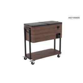 80Qt Brown Woodgrain Cooler With Black Frame