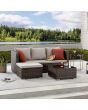 Sunjoy 3-Piece Patio Furniture Set Outdoor Wicker Sofa Set with Sunbrella? Cushions and Tempered Glass Top Coffee Table