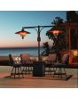 Sunjoy Outdoor Patio 64,000 BTU Black Steel Propane Gas Dual Heater with Table Top for Commercial & Residential Use