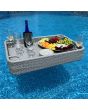 Sunjoy 36x24'' Wicker Floating Pool Tray Aluminum Frame Pool Accessory Tray for Drinks, Snacks, and Essentials